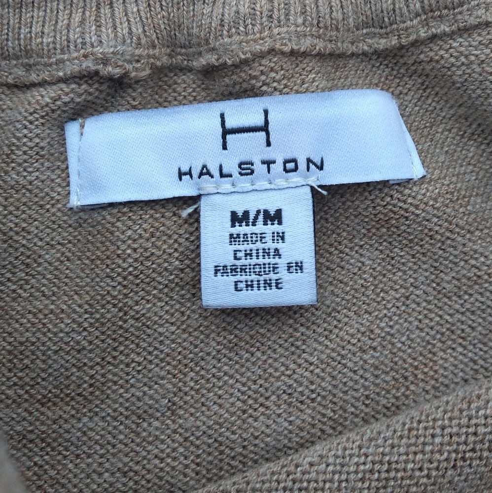 Halston Oatmeal/Tan Sweater, Size Medium, Wide Cowl Neck or Off the Shou… - Picture 6 of 7